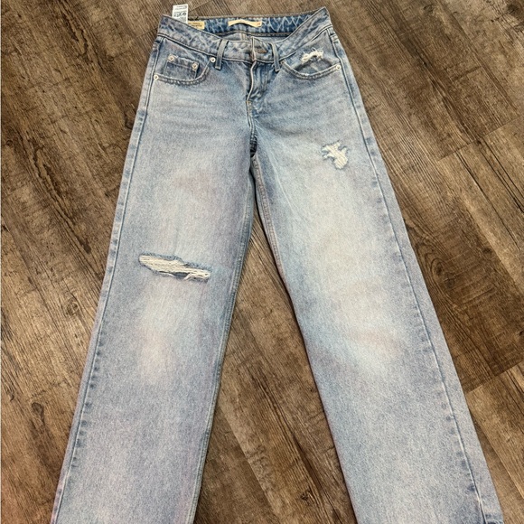 Levi's Denim - Levi's Light Blue Straight Leg Distressed Jeans